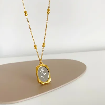 Elegant Mirror Gold Plated  Rose Necklace