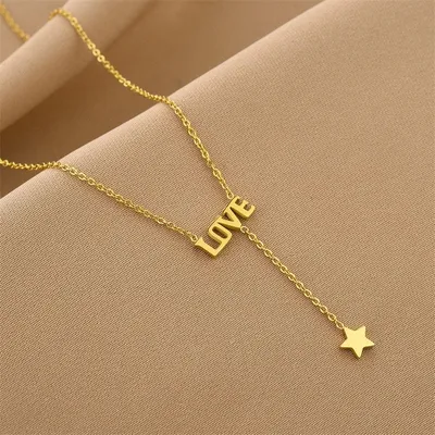 Tassel Choker Love Letter Star Necklace