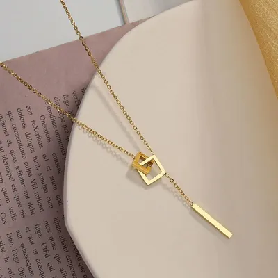 Square Interlocking Stainless Steel Necklace