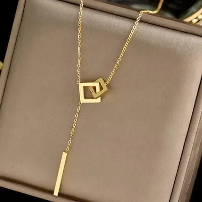Square Interlocking Stainless Steel Necklace