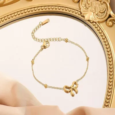 Ribbon 18K Gold Plated Necklace set