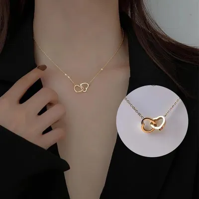 Stainless Steel New Double Love Necklace