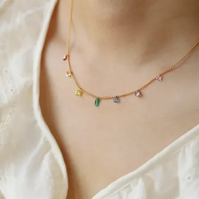 Rainbow Retro Zirconia Necklace