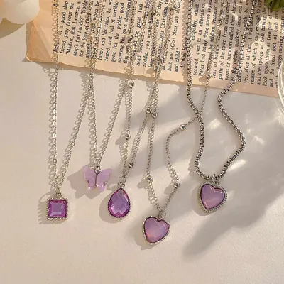 Crystal Butterfly Choker Necklace Set (5 Pcs )