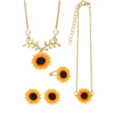 Sunflower Pendant Necklace Set (5 Pcs)