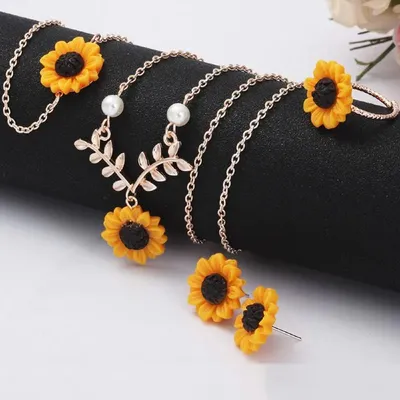 Sunflower Pendant Necklace Set (5 Pcs)