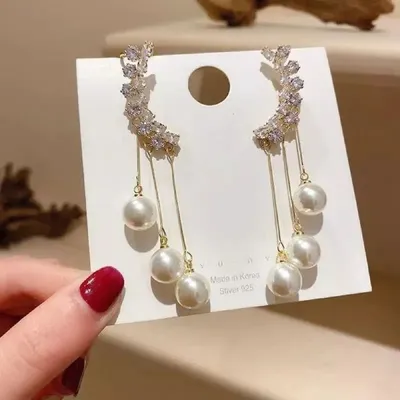 Ear Loop Long Tassel Women Stud Earrings