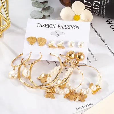  Butterfly Love Ear Ring Set (6 Pair)