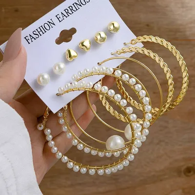 Vintage Pearl Earring Set (6 Pairs )