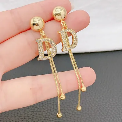  D letter Tassle Earring