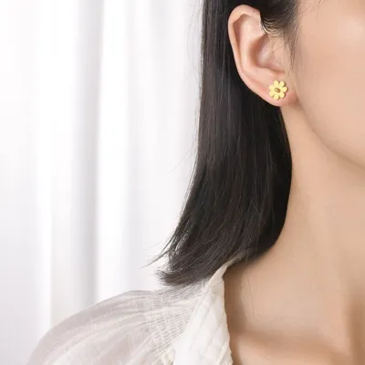 Daisy Flower Gold-Plated Earrings