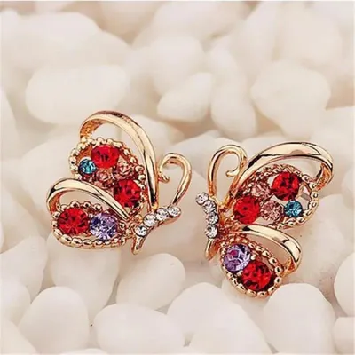 Multi-color Butterfly Rhinestone Earrings