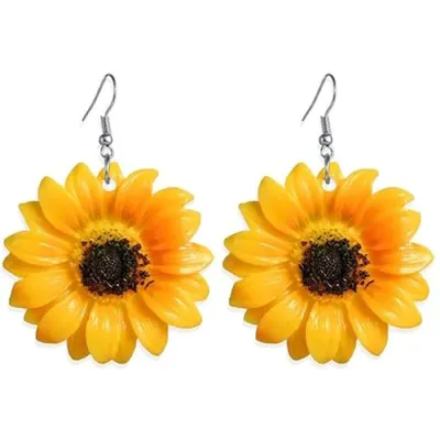 Big Sunflower Korean Style Earrings