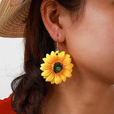Big Sunflower Korean Style Earrings