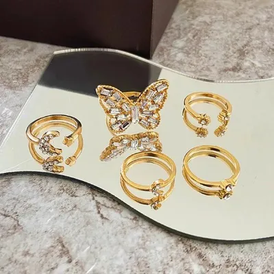  Butterfly Finger Ring Set (5 Pcs)