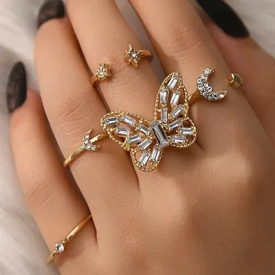  Butterfly Finger Ring Set (5 Pcs)