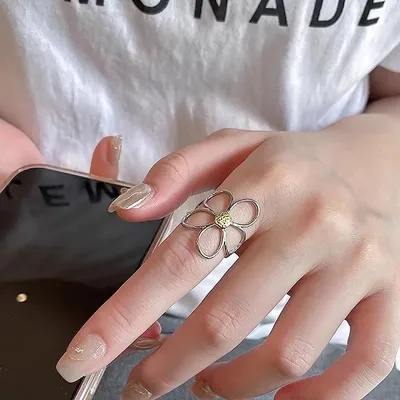 Sterling Daisy Silver Adjustable Finger Ring