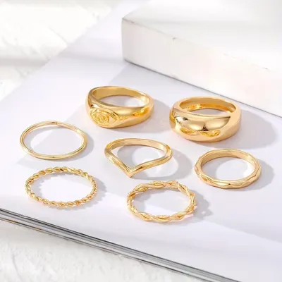 Elegant Eye Engraved Ring Set (7 Pcs )
