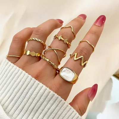 Luxury Shell Finger Ring Set ( 10 Pcs )