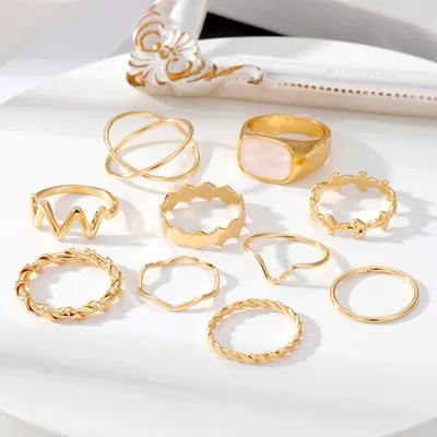 Luxury Shell Finger Ring Set ( 10 Pcs )