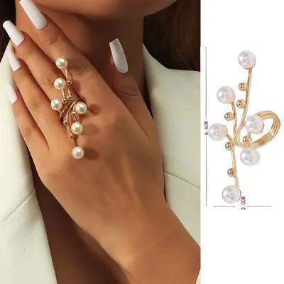 Adjustable Trending Pearl Finger Ring (1 Pc)