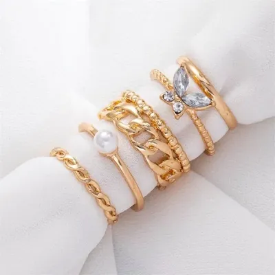 Small Butterfly Finger Ring Set  (5 Pcs )