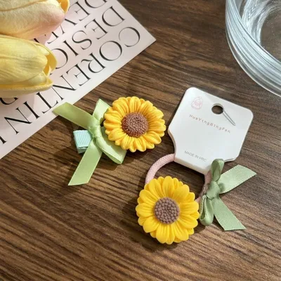 Sunflower Design Hairclip & Hairband Set