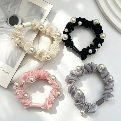 Faux Pearl Mesh Hair Scrunchie ( 3 Pcs )