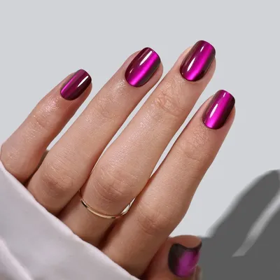 Short Square Cat Eye Purple Soft Gel Press on Nails (30 Pcs)