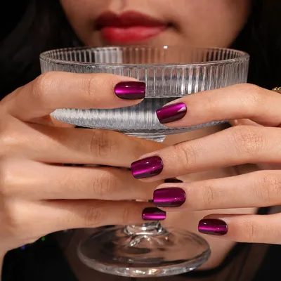 Short Square Cat Eye Purple Soft Gel Press on Nails (30 Pcs)