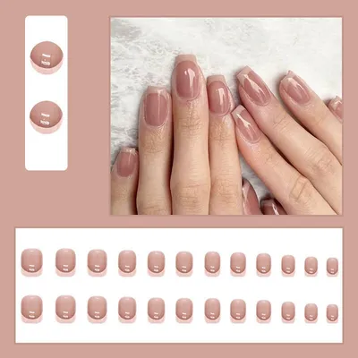 Glossy Milk Brown Tone Press-On Nail (30 Pcs)
