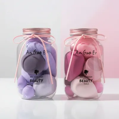 Makeup Beauty Sponge Set Jar ( 14 Pcs )