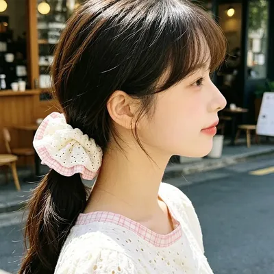 Lace Decor Korean Hair Scrunchies (2 Pcs)