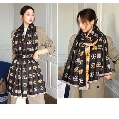 Double-Sided Butterfly Printed Winter Shawl