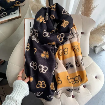 Double-Sided Butterfly Printed Winter Shawl