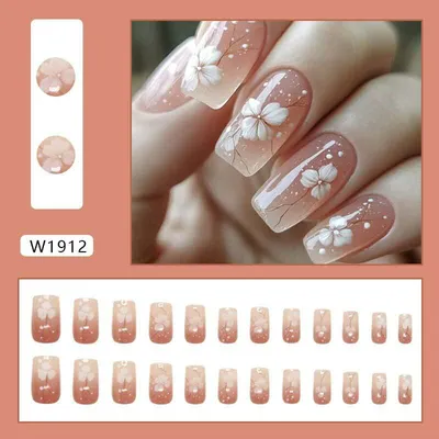  Artificial Trendy Fake Nails (W Series) 24 Pcs
