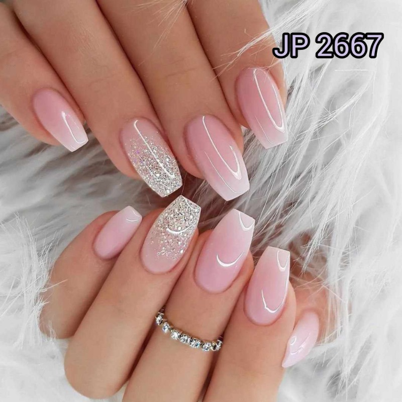 Glossy Designer Fake Nails ( 1 Set )