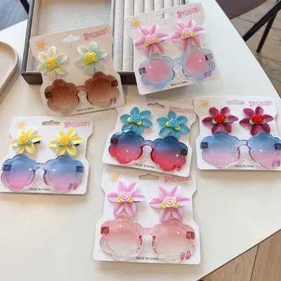Summer Sunglasses Hair Clip Set for Baby Girls 