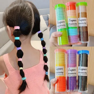 Elastic Hair Bands Tube Rainbow  (24 Pcs)