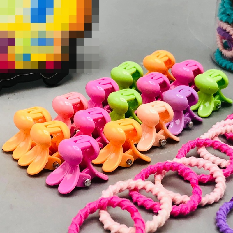 Coloring Mini Hair Ties & Claw Clips Bottle ( 1 Pc )