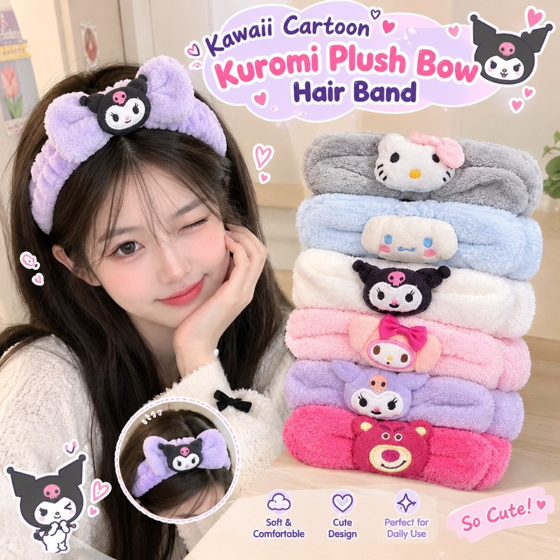 Kuromi Plush Bow Hair Band (1 Pc)
