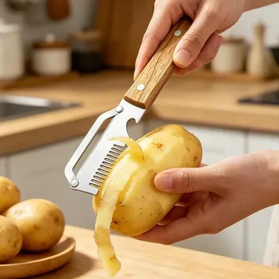 3 in 1 Vegetable Peeler with Wooden Handle Set