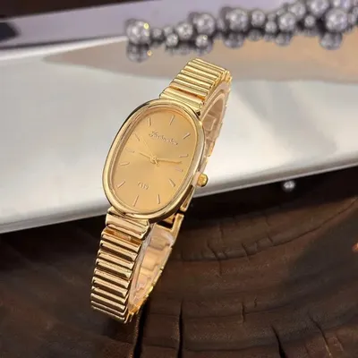 Small Dial Oval Bamboo Strap Wrist Watch