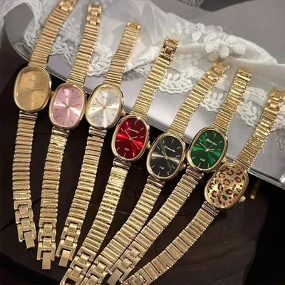 Small Dial Oval Bamboo Strap Wrist Watch