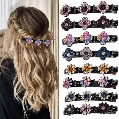  Crystal Stone Braided Hair Clip (2 pc)