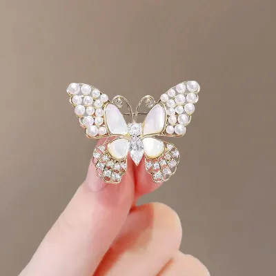 Pearl Rhinestone Butterfly Brooch/Hijab Safety Pin 
