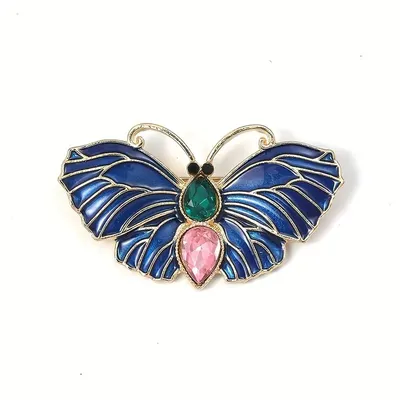 Elegant Enamel Crystal Butterfly Brooch Pin