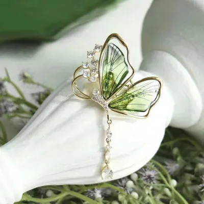  Crystal Butterfly Brooch Pin 