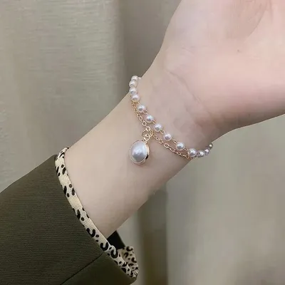  Simple Pearl Double Layer Bracelet