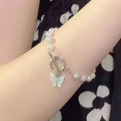  Vintage Butterfly Pearl Bracelet 